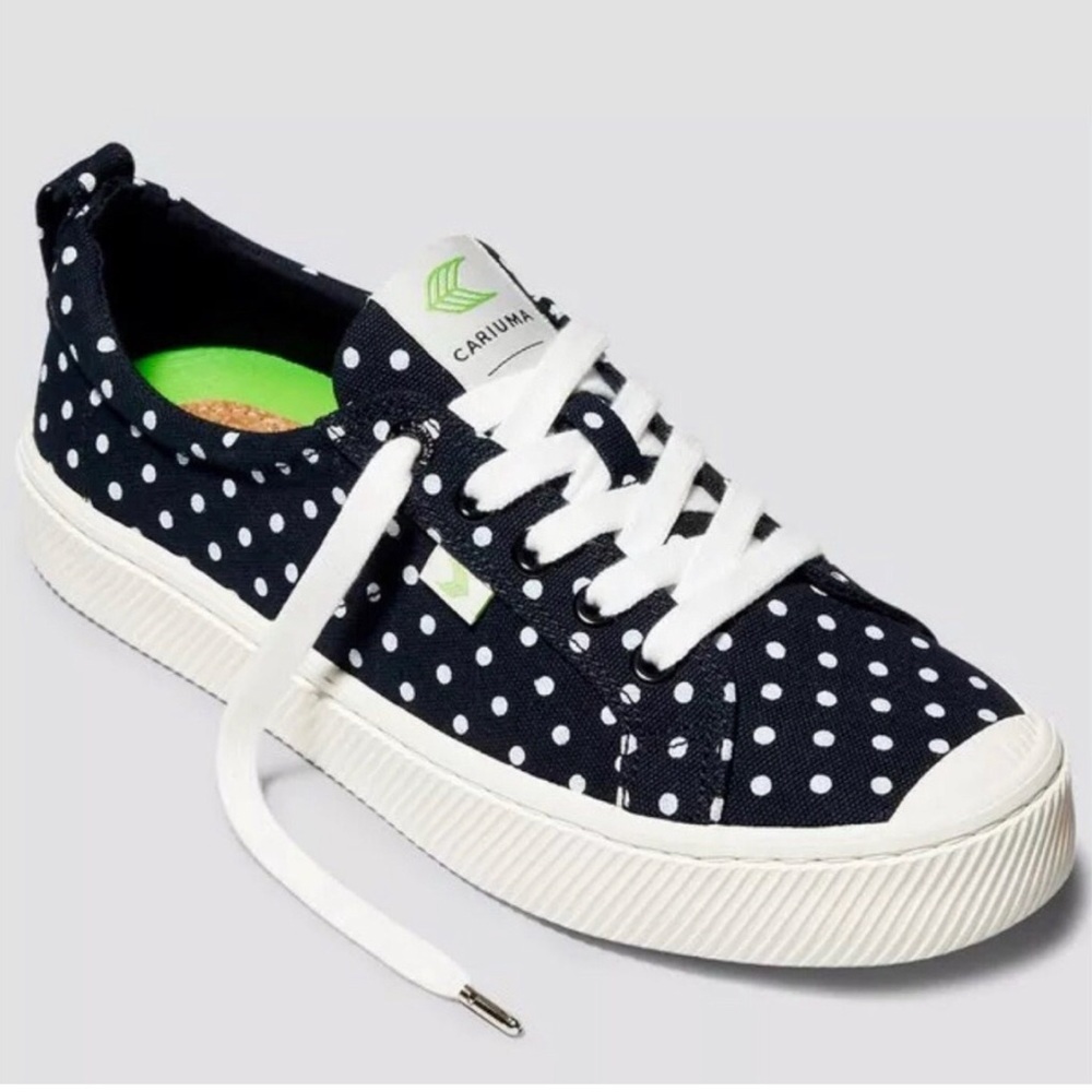 Cariuma women’s black and white Polka Dot Lace-Up Sneakers